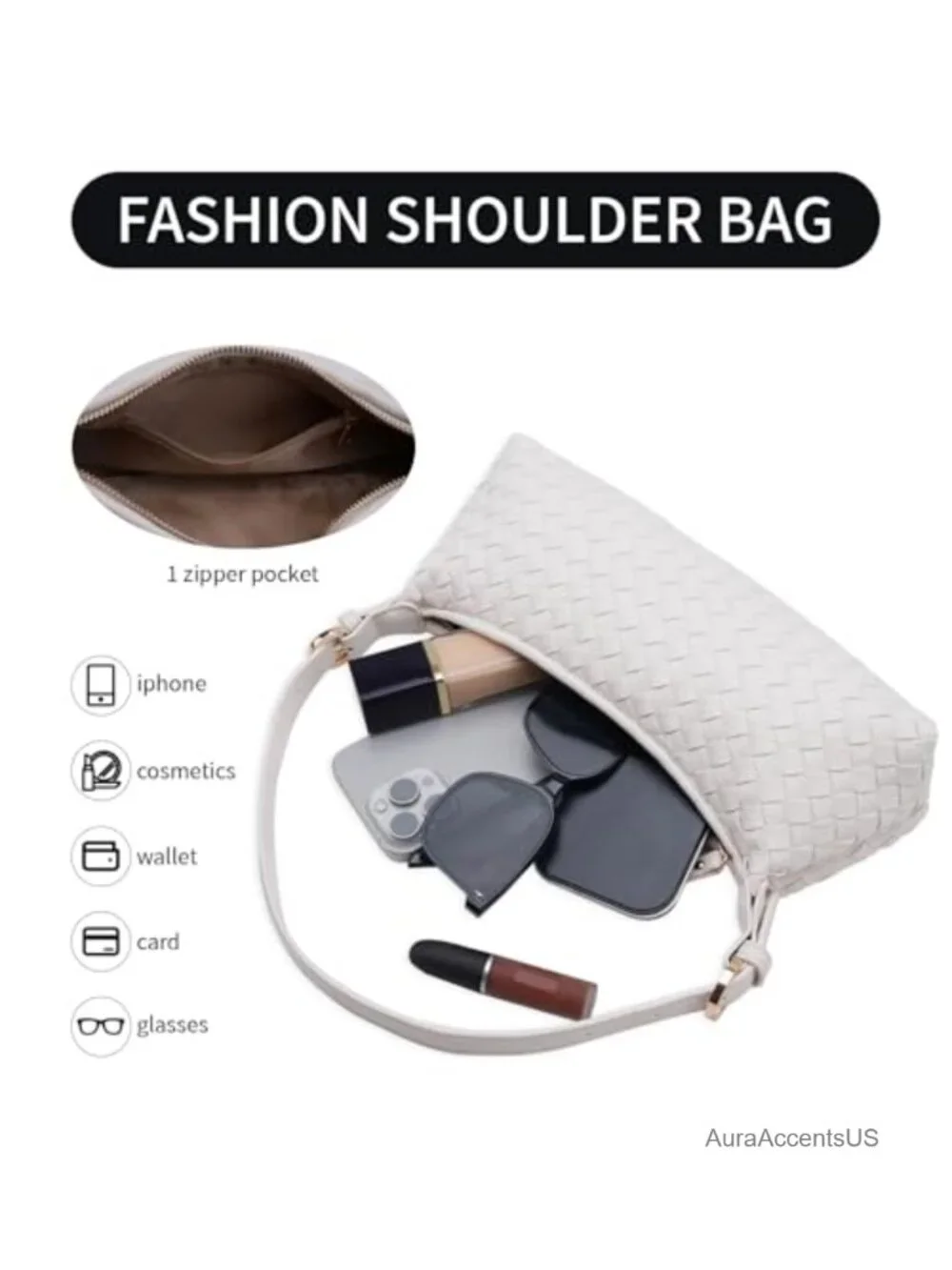 Woven Faux Leather Shoulder Bag Hobo Purse Crossbody with Adjustable Strap
